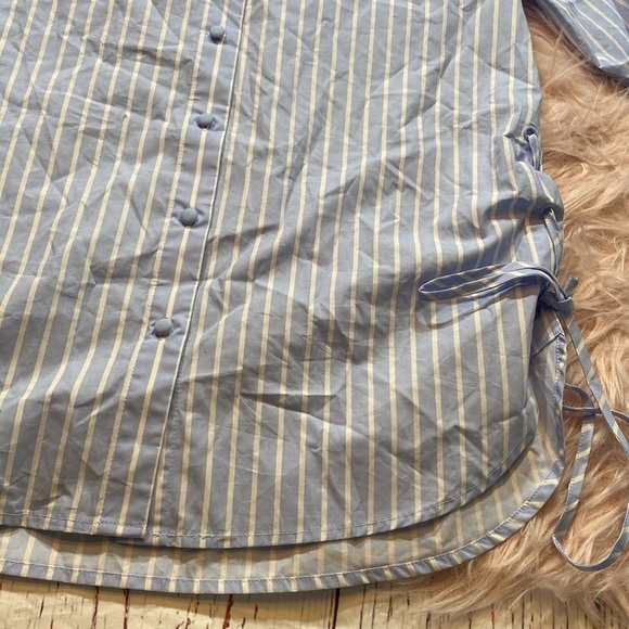 NWT Anthropologie Mare Mare Henriette Lace Up Side Stripe Button Down Top - Picture 14 of 16